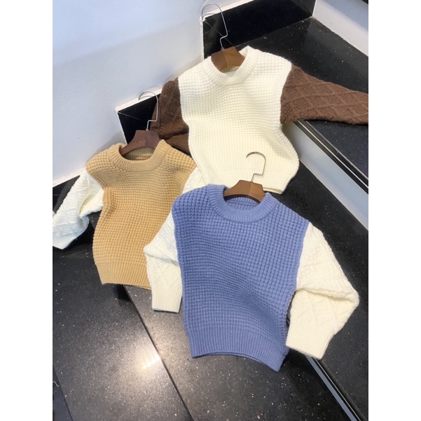 Áo Len Kẻ Cho Bé Trai Size 90-130(1-5 tuổi), Áo Len Mùa Đông Cho Bé
