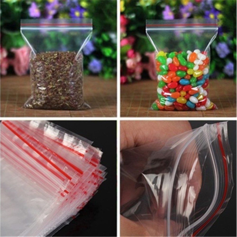 Set 100 Túi Zip Mini Bằng Nhựa PE Trong Suốt Tự Dính Có Thể Đóng Lại Cho Nhà Ở