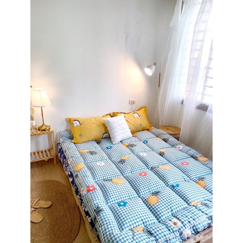 Toper nệm trải sàn hoặc trải giường vải cotton living hàn quốc thế hệ mới