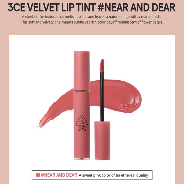 💋💋💋Son chính hãng 3CE VELVET LIP TINT NEAR AND DEAR💋💋💋