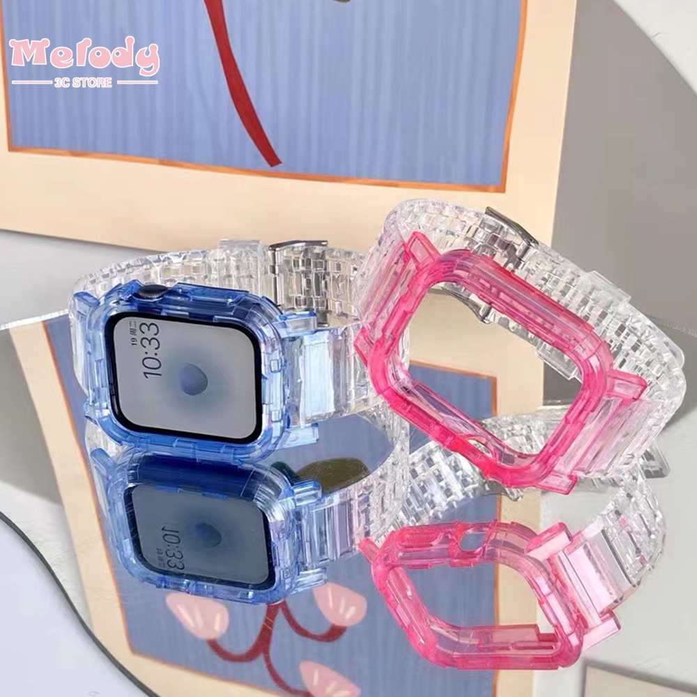 Dây Đeo Trong Suốt Hai Màu Cho Đồng Hồ Thông Minh series 7 / 6 / SE / 5 / 4 / 3 Kích Thước 45 / 44 / 42 / 41 / 40 / 38mm