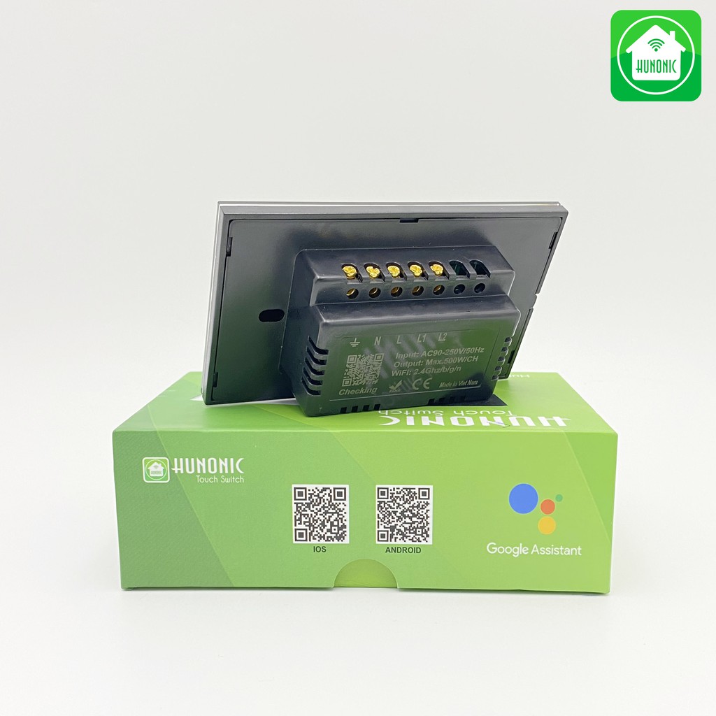 Công tắc Thông minh Hunonic Wifi 2 nút - Hàng Chính hãng - BH 12 tháng