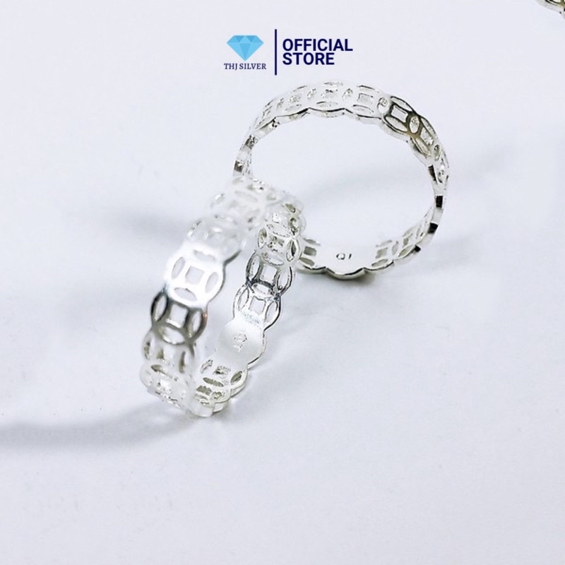 Nhẫn kim tiền trơn chuẩn bạc ta không bị xỉn màu -THJ SLIVER