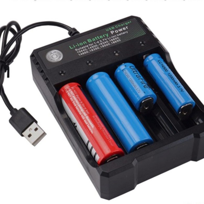 Sạc Đa Năng Đầu Usb Nhiều Khe - Sạc Pin 18650, 14500 - Tự Động Ngắt Khi Pin Đầy