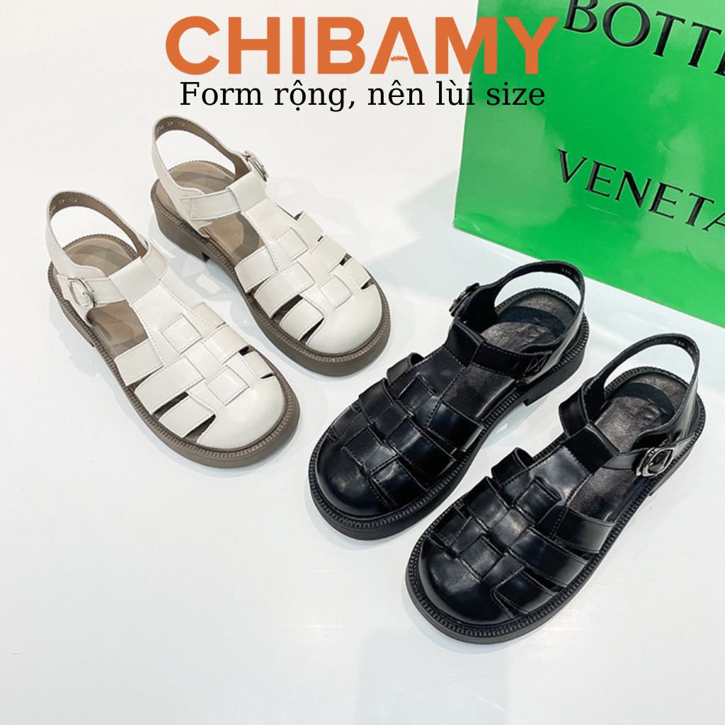 Giày Sandal Rọ nữ đan 3 NAN ngang CHIBAMY phong cách Nhật cao 3cm