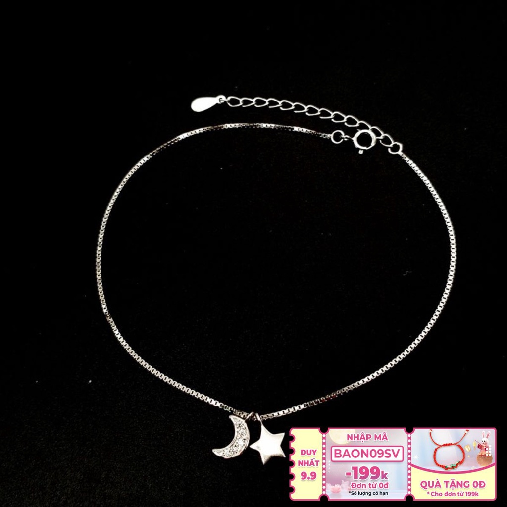 Lắc Chân Bạc Italy Cho Nữ Hình Trăng Sao Cá Tính LC1758 - Bảo Ngọc Jewelry
