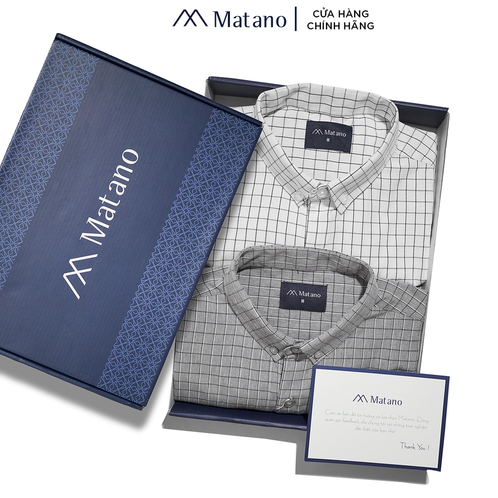 Áo Sơ Mi Kẻ Caro Nam MATANO SM073 tay dài form suông regular, vải cotton thấm mồ hôi, thoáng mát