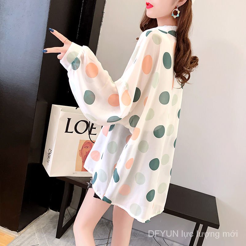 Áo Sơ Mi Chiffon Chống Nắng Họa Tiết Chấm Bi Thời Trang Mùa Hè Cho Nữ | BigBuy360 - bigbuy360.vn
