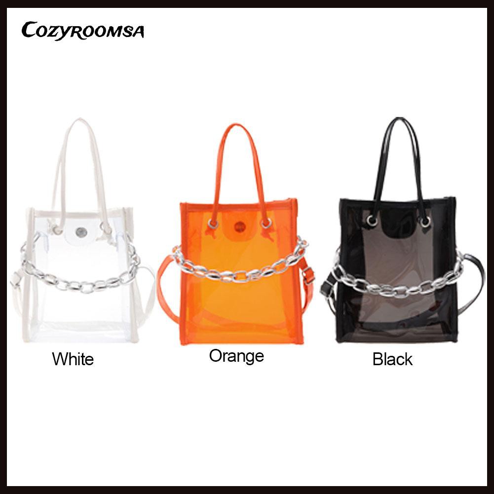 Fashion Women Summer Clear Shoulder Bag Casual Chian Top-handle Handbags