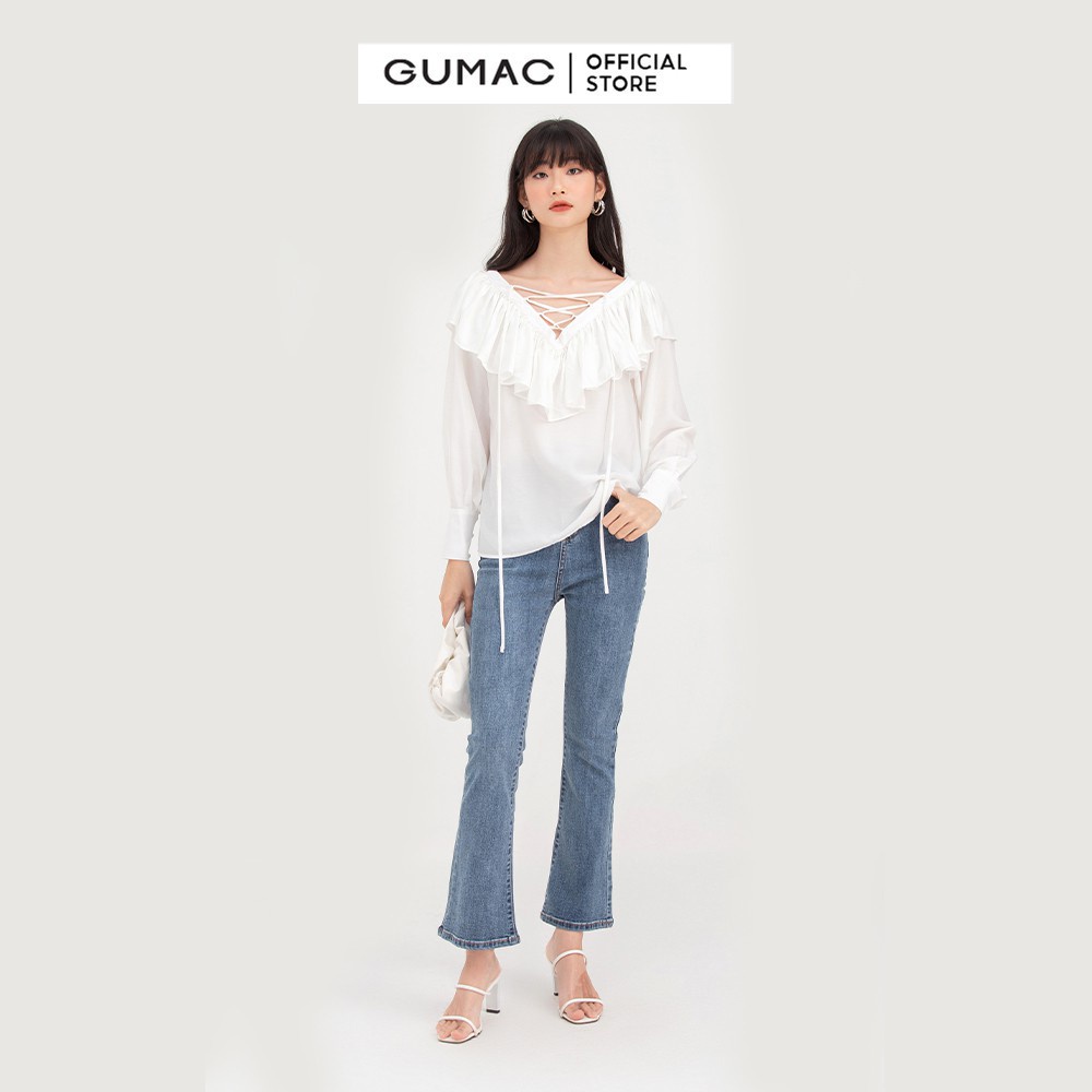 [Mã WABRGUM giảm 10% tối đa 30K đơn 99K] Quần jeans nữ ống loe GUMAC QJC05015 form skiny trẻ trung