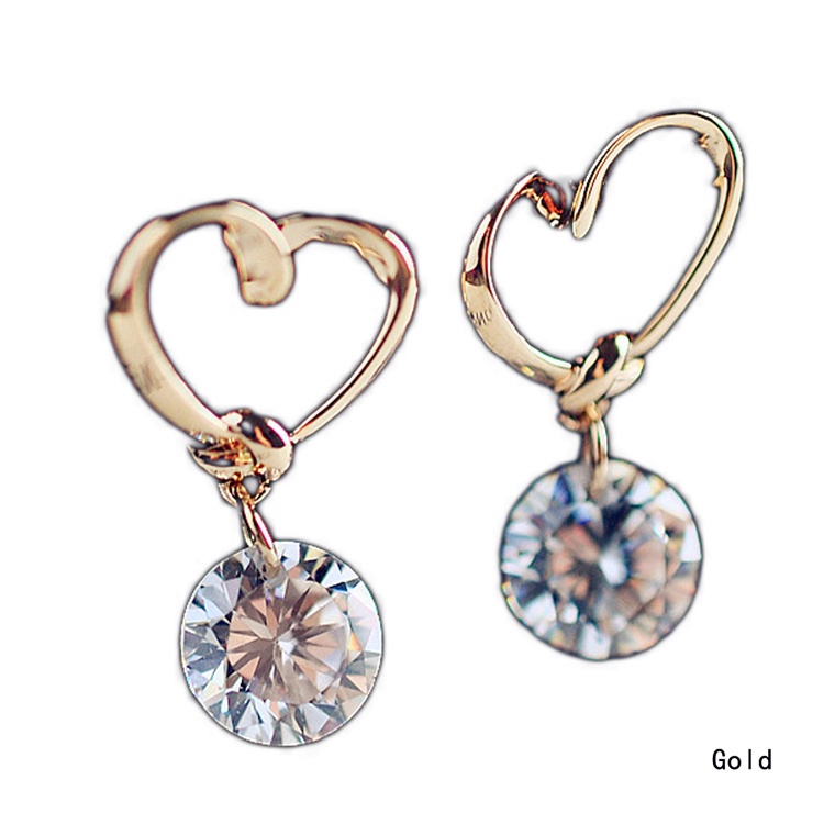 1 đôi bông tai mạ vàng đính đá zircon hình trái tim