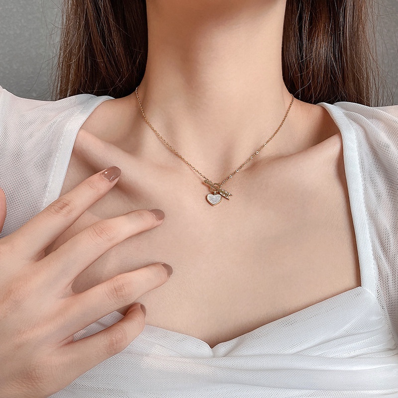 Vòng cổ Mặt Hình Mũi Tên Vỏ Sò Trái Tim Đính Đá Pha Lê Phong Cách Hàn Quốc
