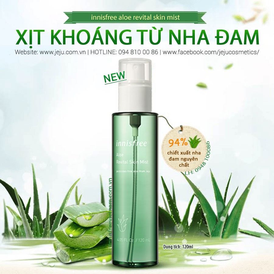 (bản new 2019) Xịt Khoáng Lô Hội Innisfree Aloe Revital Mist 120ml (auth)