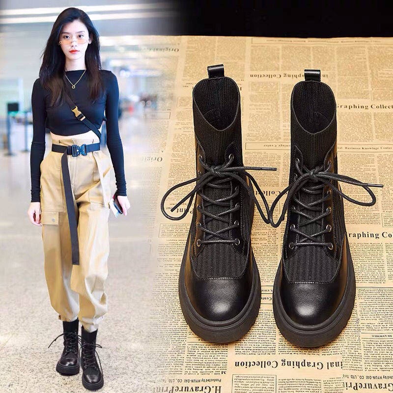 Giày Boot Đế Dày Thiết Kế Mới Thời Trang Mùa Thu Đông Theo Phong Cách Anh
