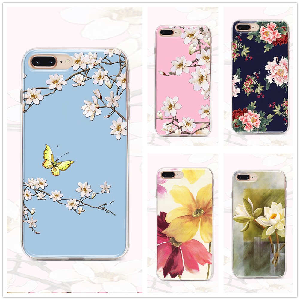 Ốp điện thoại mềm họa tiết hoa đào nở OFSC0055B cho OPPO F11 PRO F9 pro F7 F5 YOUTH F1S F3 PLUS