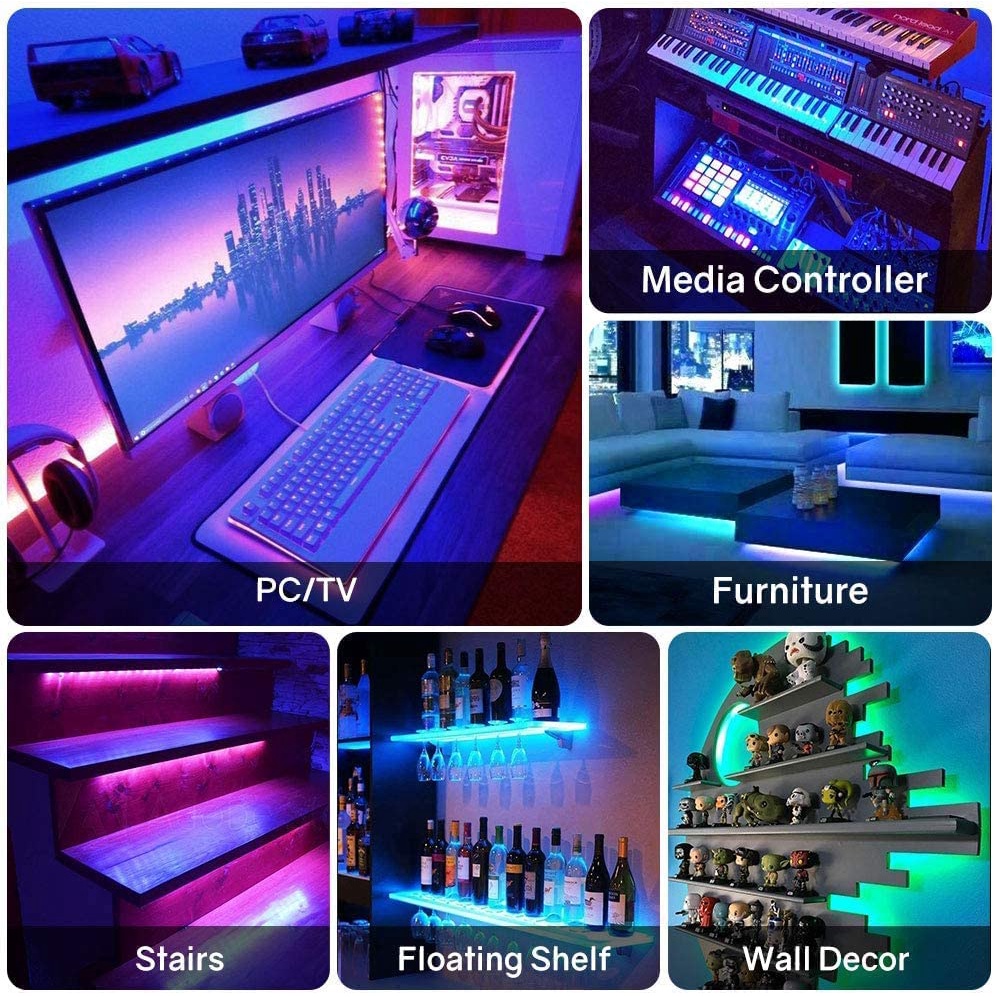 Dây Đèn Led 5050 RGB Thay Đổi Màu Sắc Kèm Điều Khiển bluetooth Tiện Dụng Trang Trí Phòng Khách / Phòng Ngủ