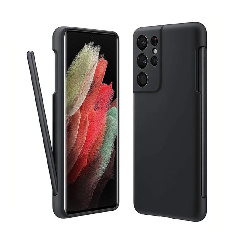 Ốp Điện Thoại Silicon Dẻo Kèm Ngăn Đựng Bút Cho Samsung Galaxy S21có khe để bút S-Pen - Hàng nhập khẩu S21 Ultra case s pen