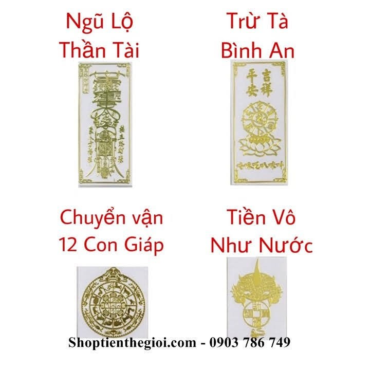 Combo 4 linh phù tự chọn phong thủy may mắn, dùng linh phù để dán điện thoại, laptop, xe máy, xe hơi - TMT Collection