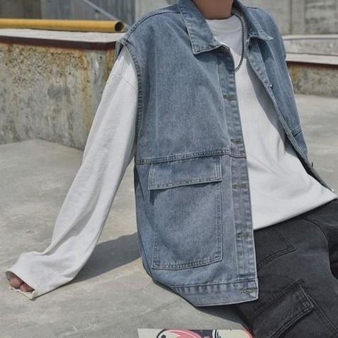 Áo jean ghi lê nam nữ unisex form rộng phong cách Hàn Quốc 2021