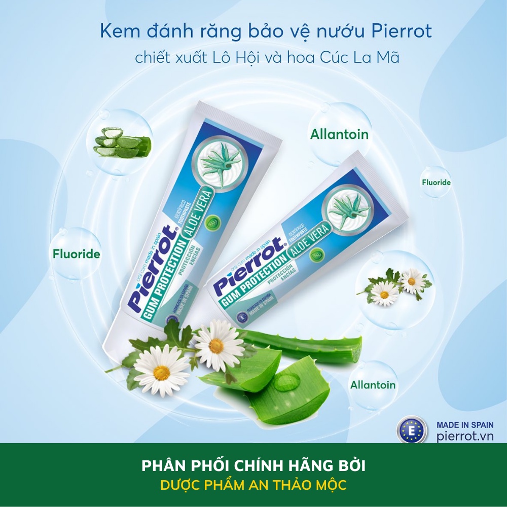 Kem đánh răng Pierrot Gum Protectione chiết xuất lô hội bảo vệ răng nướu chắc khỏe làm dịu các tổn thương nướu 75ml