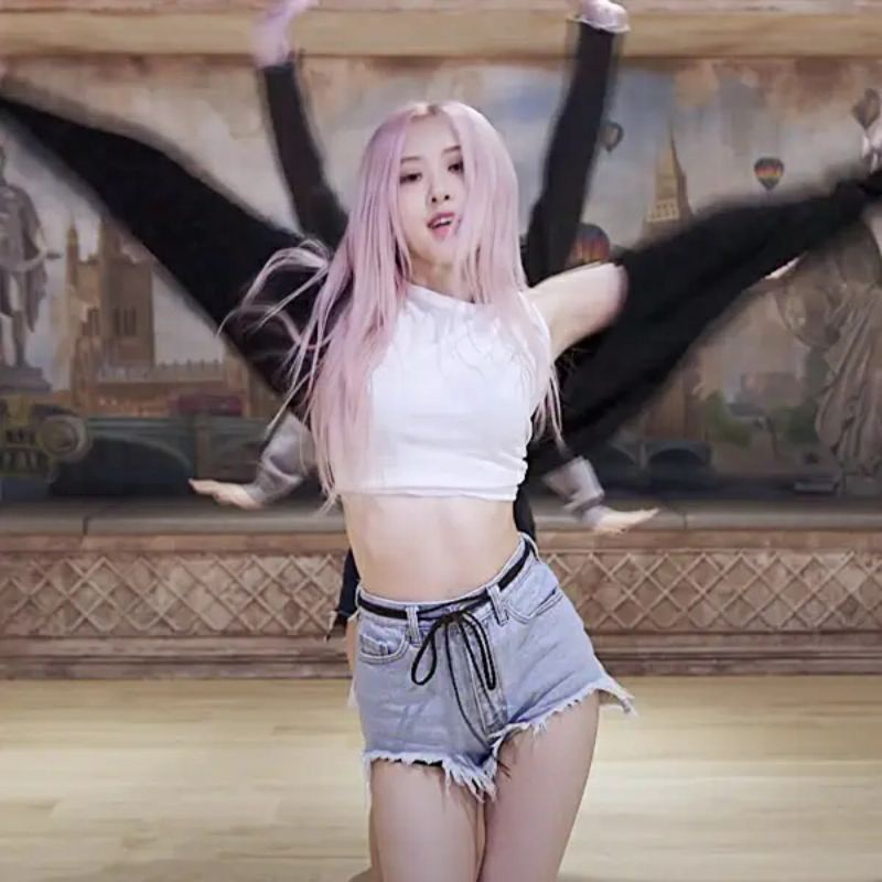 Set áo len xám, croptop và short jeans giống Lisa, Rosé và Jisoo BLACKPINK