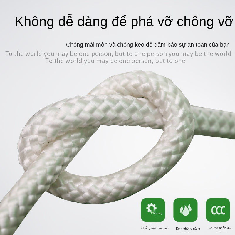 Dây nylon lõi thép 8mm an toàn gia dụng thoát hiểm nhà cao tầng phòng cháy và cứu hộ leo núi ngoài trời