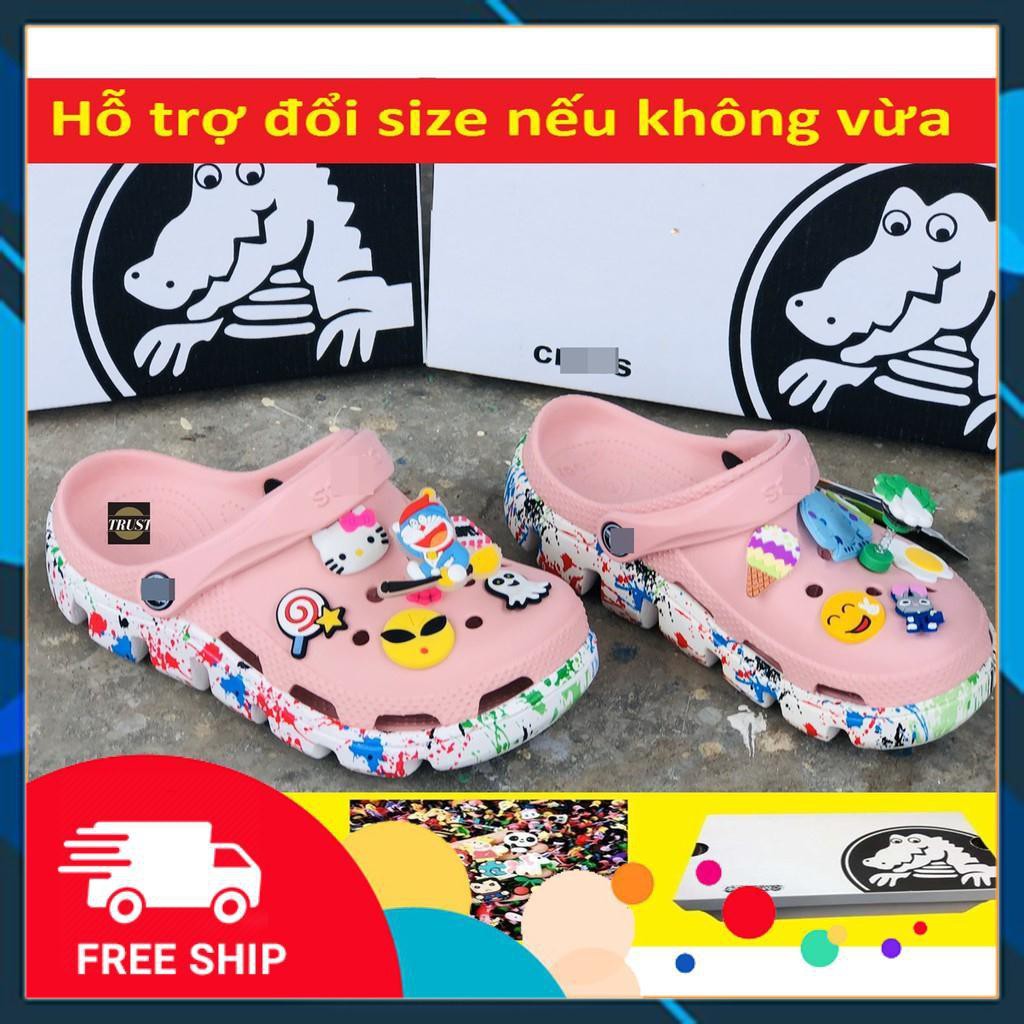 Dép Sục cross Vẩy Sơn Hồng  FREESHIP Tặng Kèm [12 jitbitz + Hộp] Hàng Việt Nam Xuất Khẩu có Logo, Tag đầy đủ