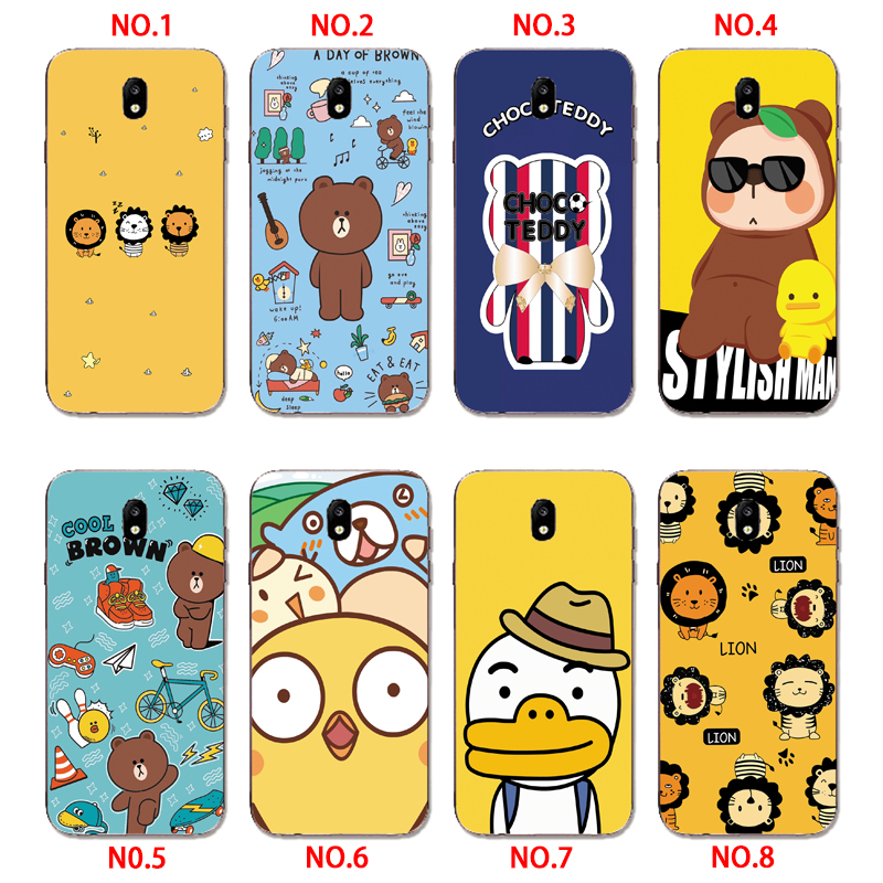 Samsung Galaxy J3 J5 J7 2017/J330 J530 J730/J2 Pro 2018 J7 J5 INS Cute Cartoon Little yellow duck Soft Silicone TPU Phone Casing Lovely Brown bear Graffiti Case Back Cover
