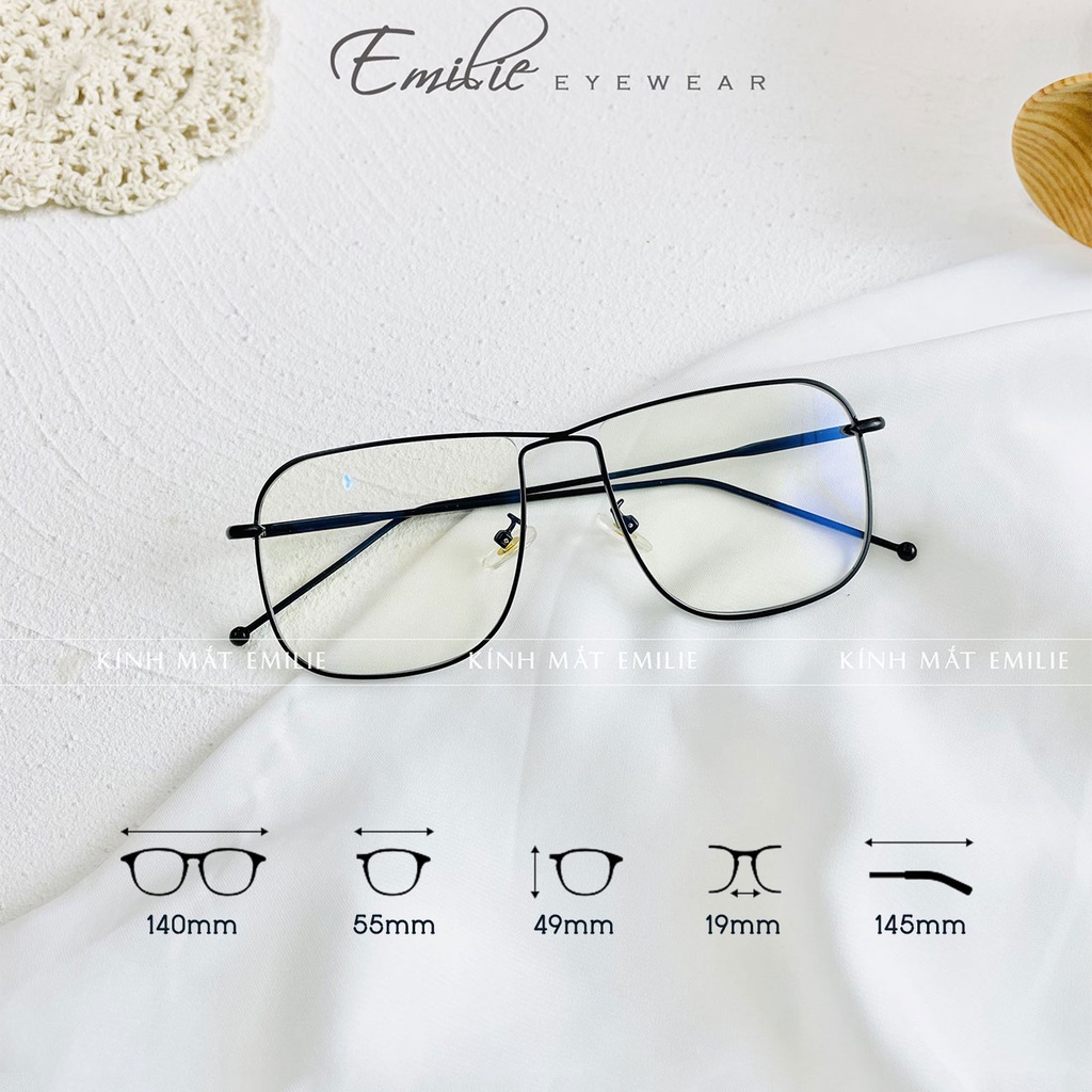 Gọng kính kim loại nam nữ dáng to sang chảnh Kính mắt Emilie phụ kiện thời trang 2001