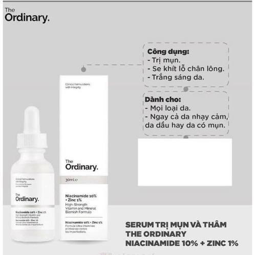 Serum Ngừa Mụn Thâm The Ordinary Niacinamide 10% + Zinc 1% 30ml