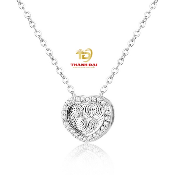 Dây chuyền bạc nữ cao cấp , Vòng cổ bạc nữ thật hình trái tim 3D nổi bật | Bạc Thành Đại