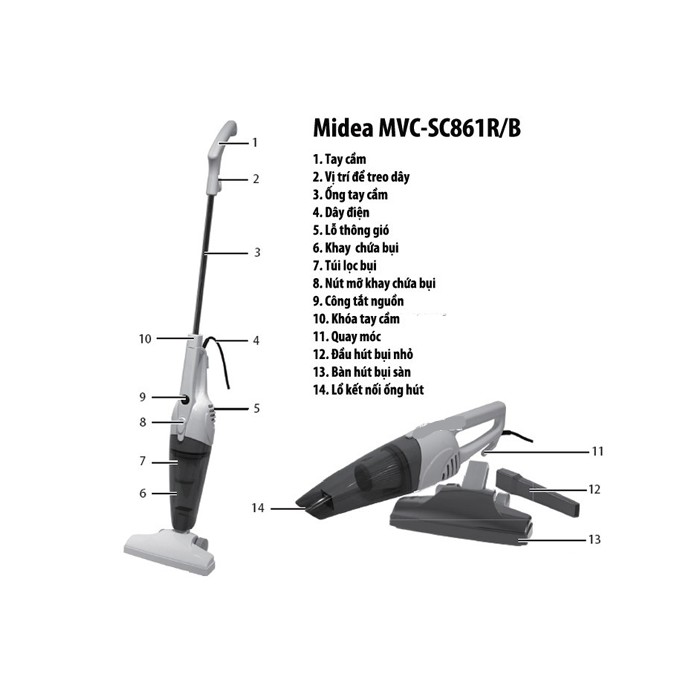 Máy hút bụi Midea MVC-SC861R/B