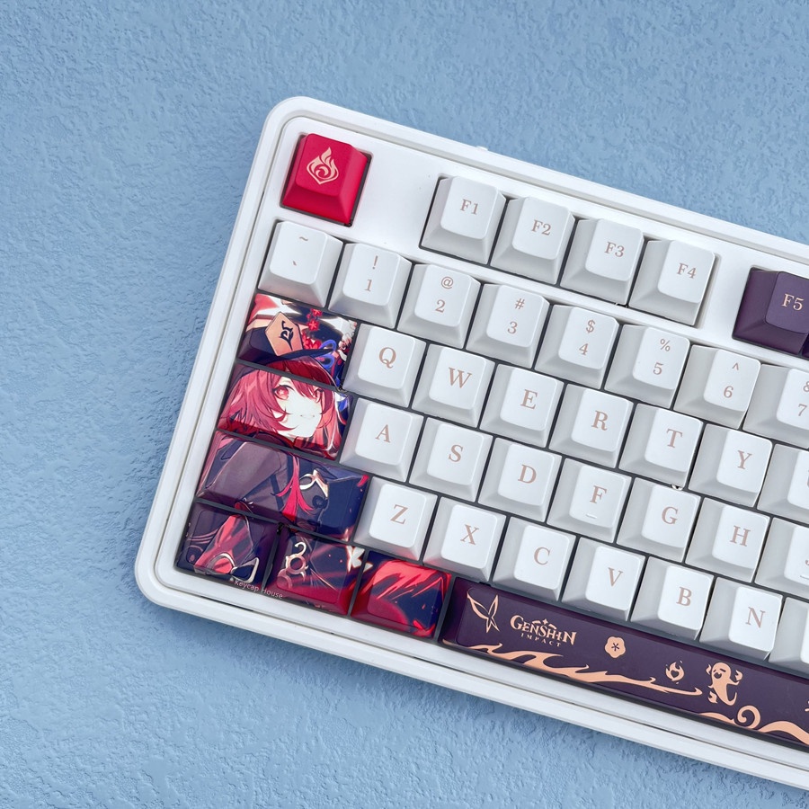 Keycap Genshin Impact nhân vật Hutao nhựa PBT, profile Cherry, in Dye Sub, 136 nút phù hợp các loại layout