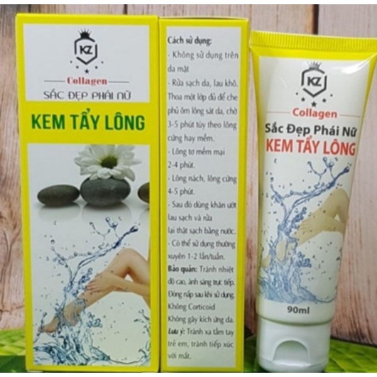 Kem Tẩy Lông Collagen KZ Sáng Mịn Da Cao Cấp Chính Hãng 90ml