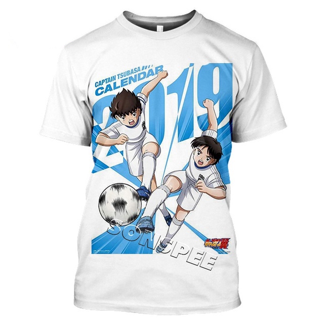 Áo Thun Nam Ngắn Tay In Hình Nhân Vật Hoạt Hình Captain Tsubasa 3D Thời Trang
