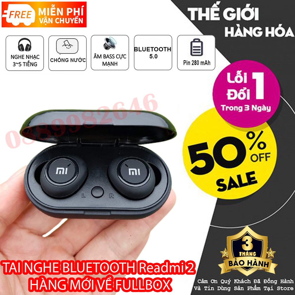 Tai nghe bluetooth Redmi 2 Hàng FULLBOX - Công Nghệ 5.0, Cảm biến thông minh, Âm Thanh Cực Hay | BigBuy360 - bigbuy360.vn