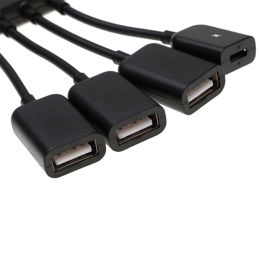 Adapter Micro USB sang 3 cổng USB 2.0 với 1 cổng sạc Micro USB OTG
