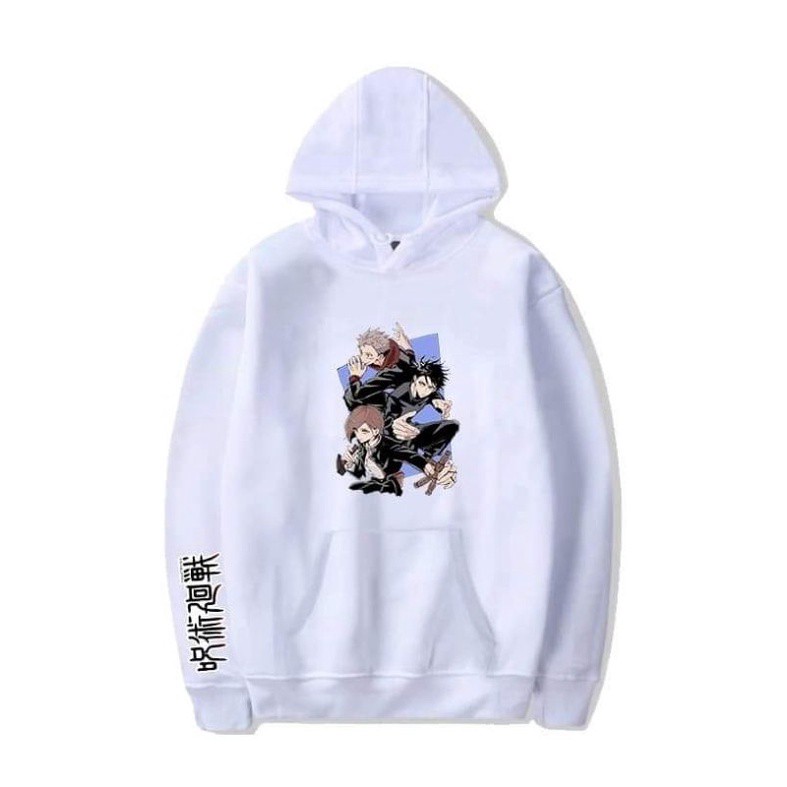 Áo Hoodie Anime Jujutsu Kaisen Gojo Satoru 2 màu đen trắng giá học sinh