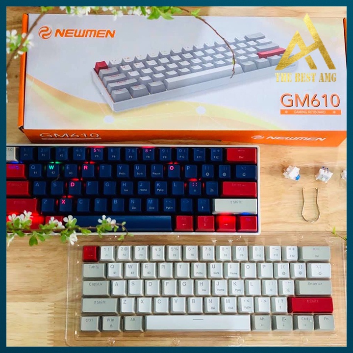 Bàn Phím Máy Tính Bluetooth Không Dây Gaming Mini Đèn Leg Rgb NEWMEN GM610 61 Phím Cơ Màu Trắng