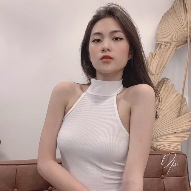 Áo Yếm Croptop ZALITA  A039 Cổ Lọ,Hở Lưng, Vải Thun Len Tăm Thoáng Mát Có Nút Gài Ngọc Sau Lưng