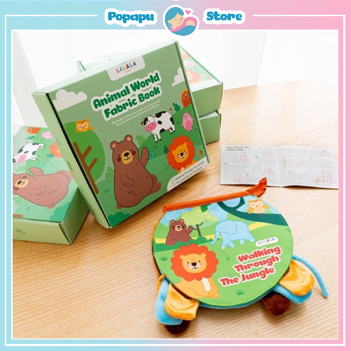 Sách vải đa tương tác cho bé hàng chính hãng Lalala Baby chủ đề động vật rừng, động vật nuôi.