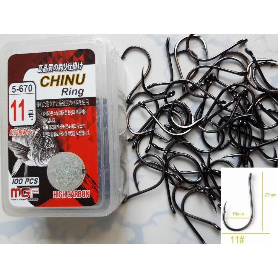 Lưỡi câu cá thép Carbon Chinu cao cấp Nhật Bản,.