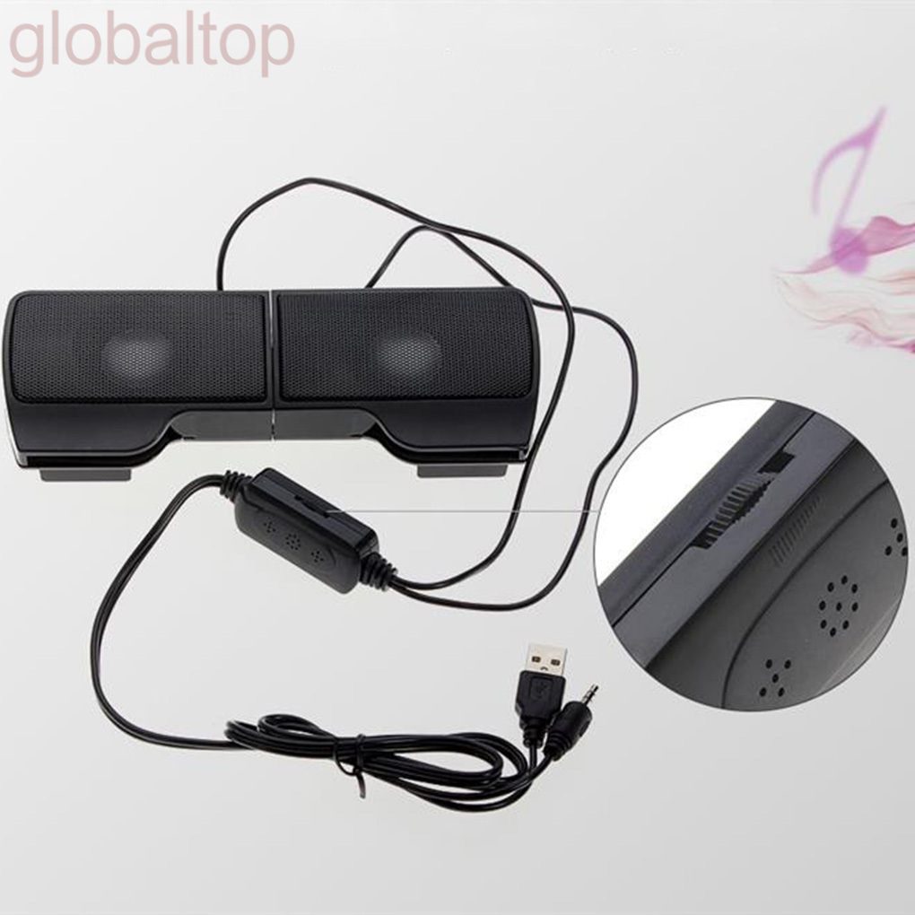 Portable Mini USB Stereo Speaker Notebook Laptop Computer PC Screen Clip-on Music Player Black