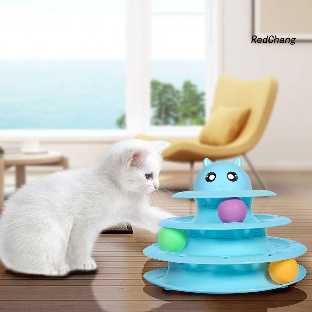 Đồ Chơi Tháp Bóng Lăn 3 Tầng Nhiều Màu Cho Mèo Cưng