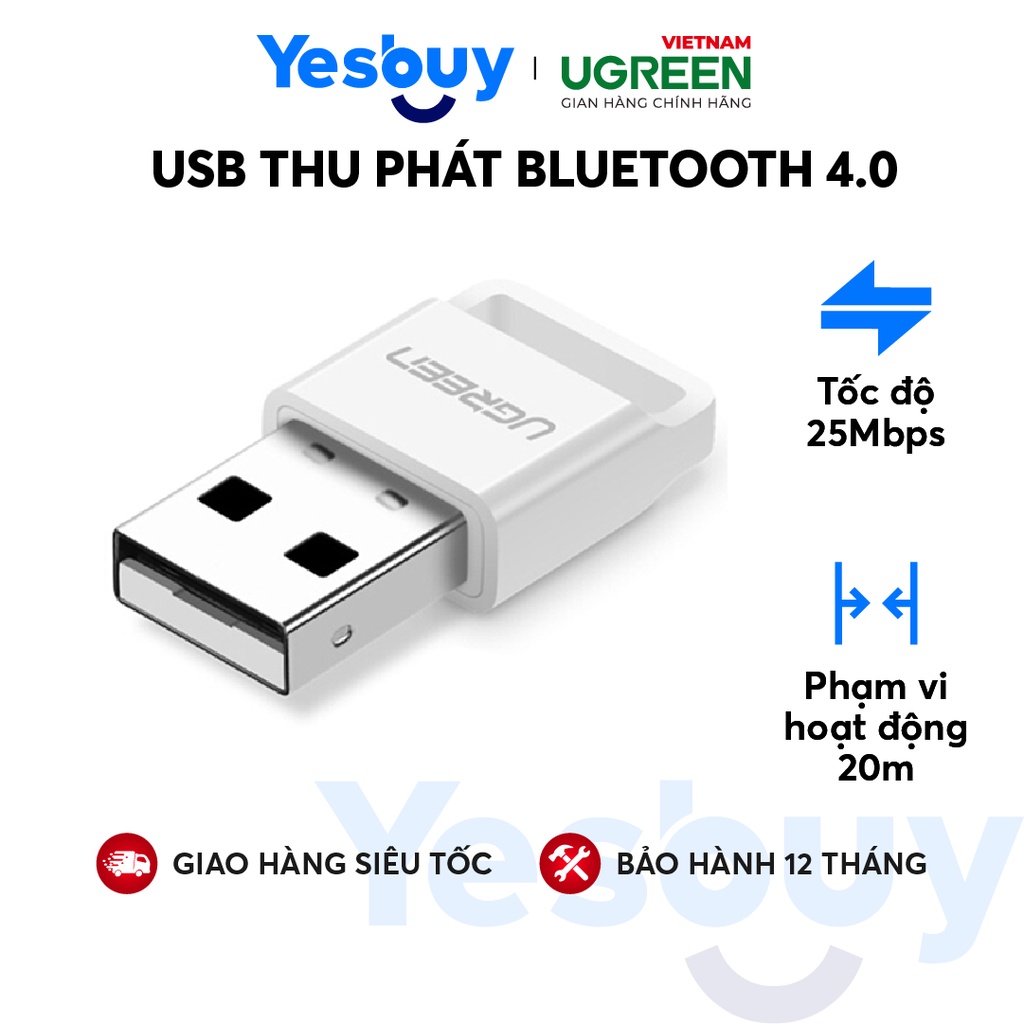 Thiết bị USB thu phát Bluetooth 4.0 UGREEN US192 cho máy tính laptop - Hàng phân phối chính hãng - Bảo hành 18 tháng