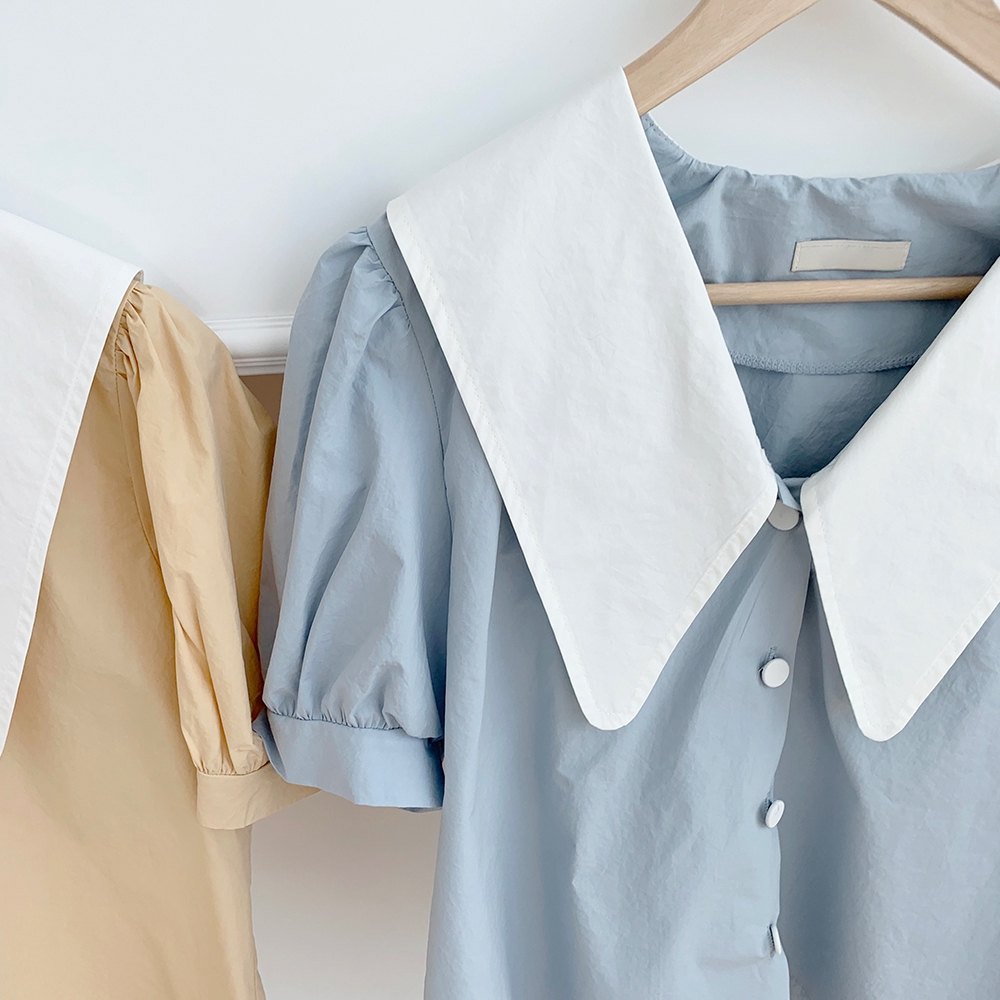 Áo sơ mi ngắn tay cổ chữ v xinh xắn cho nữ 34436