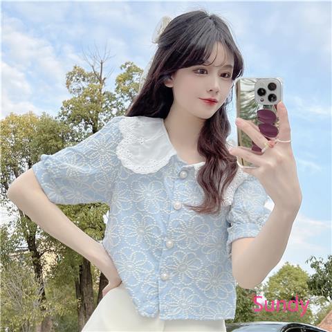 Áo Tay Ngắn Thêu Họa Tiết Plus Size Cho Nữ