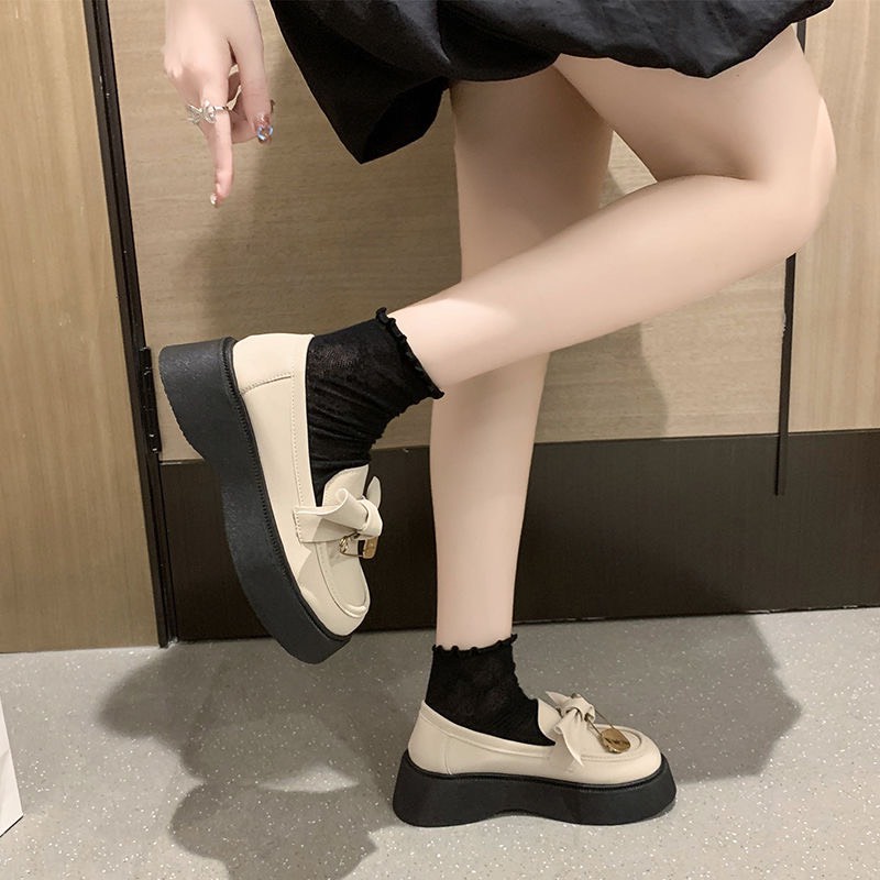 Giày Oxford 2023 Có Nơ Đế Xốp Bánh Mì Phong Cách Anh