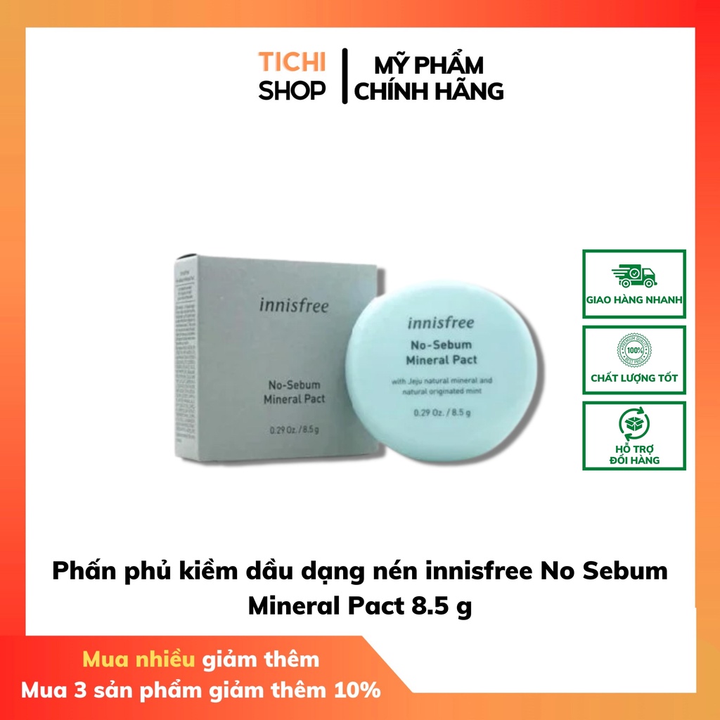 Phấn phủ kiềm dầu dạng nén innisfree No Sebum Mineral Pact 8.5g