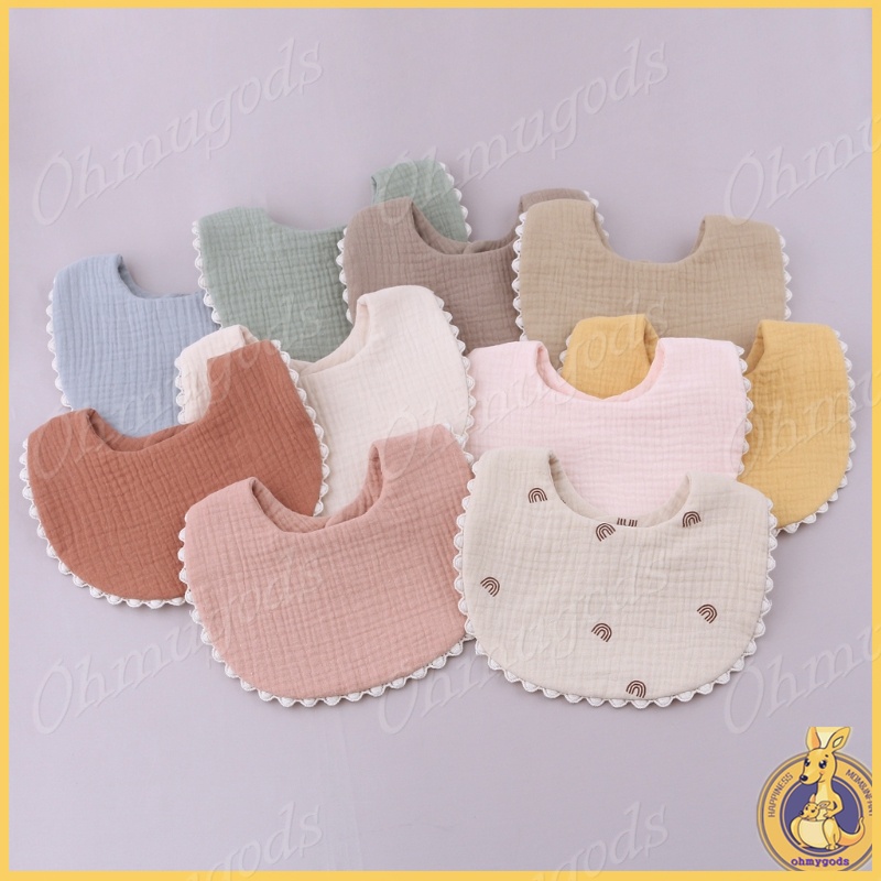 Yếm ăn bằng cotton thấm hút tốt phối tua rua thiết kế xinh xắn cho bé